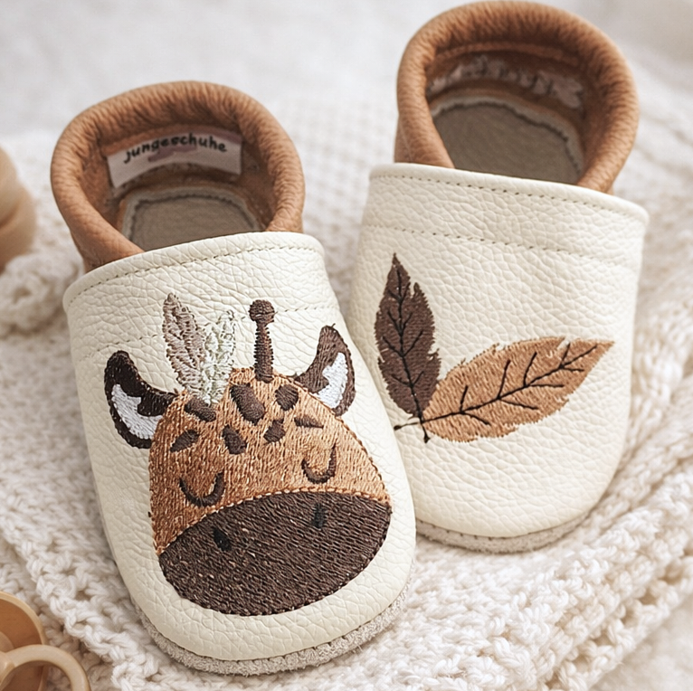 16. Lederpuschen Bohogiraffe creme/hellbraun – personalisierbar mit Namen 16. Lederpuschen Bohogiraffe creme/hellbraun – personalisierbar mit Namen